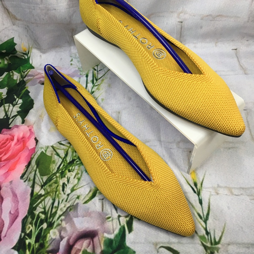 Rothy’s Shoes women’s sz 6.5 Yellow Marigold ballerina slippers flat shoes new - Picture 3 of 11